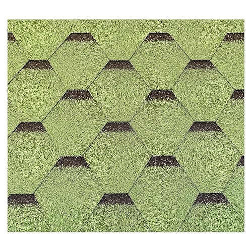 Isolbau Dachschindeln Hexagonal Dreieck - Dachpappe als Bedachung für Gartehaus, Vogelhaus, Hundehütte - Grün, 3 m² (22 Stück) - Cheap-Us