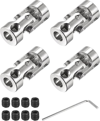 sourcing map 4 Stück Drehbare Kreuzgelenk Wellenkupplung 5mm bis 5mm Innendurchm. L23 x D11 mit Schrauben und Schraubenschlüssel für RC Modell - Cheap-Us