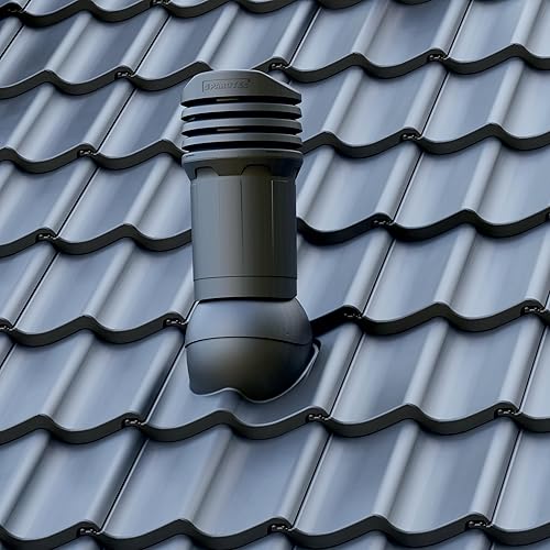 Entlüfterkamin DN125 für Braas - Taunus Dachziegel Dachlüfter Lüfter (RAL 9005 - Schwarz) - Cheap-Us