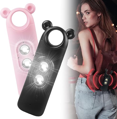 2 x Taschenalarm Frauen, Selbstverteidigung Schlüsselanhänger mit 130 dB Sirens und LED Stroboskoplicht, USB Persönlicher Alarm Wiederaufladbar Schrillalarm für Frauen, Ältere, Studenten Unterwegs - Cheap-Us