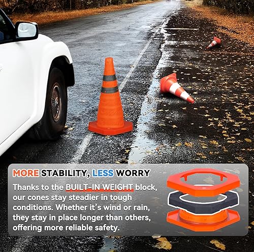 Faltbarer Leitkegel mit gewichtetem Fuß / 45cm Multifunktions Pop-Up Reflektierend Verkehrssicherheit Kegel (1, 45cm) - Cheap-Us