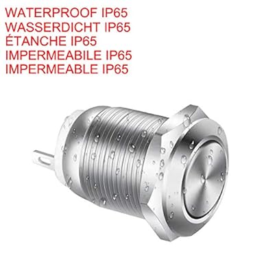 GUUZI 4 Stück 22mm 2A 12V/24V/125V/250V Wasserdichter Momentan-Drucktaster mit Schraubklemmen, Edelstahl-Drucktaster (Hoher Kopf) - Cheap-Us
