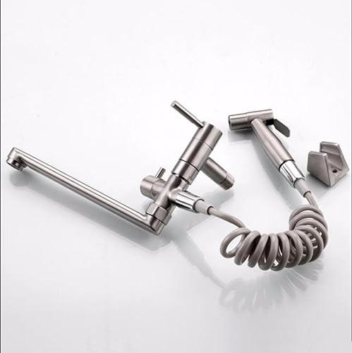SJQKA 304 Edelstählen Kalte Wand Art Küchenarmatur Spritzpistole Tank Pflanzliche Waschbecken 4 Universal - Wand Montierten Wasserhahn Verlängert,B - Cheap-Us