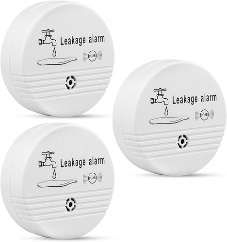 Wassermelder Wasseralarm Leck und Tropfen Alarm 90dB, 3 Stück Sirene Kabelloser Sensor Wasserstand, Wassersensor Wasserdetektor für Küche, Bad und Keller (inklusive Batterie) (3) - Cheap-Us