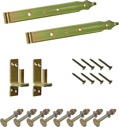 BRESKO Ladenband mit Kloben und Schrauben Set gelb verzinkt 300-800 mm Torband Türband Scharnier Tor Gartentor (300x30 mm - Ø 10 mm) - Cheap-Us