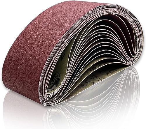AOKITO Schleifbänder, 75 x 533 mm Schleifband Set je 3 x Korn 80/120/150/240/400 für Bandschleifer Stationaer, Schleifmaschine, Band Tellerschleifer(15 Stück) - Cheap-Us