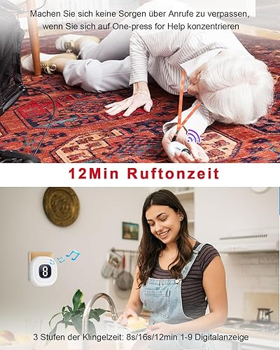 CalltoU Notrufknopf für Senioren Notruf Kabellos Notfallknopf Hausnotruf für Senioren 500 Fuß Im Offenen Bereich für Pflegebedürftige Geduldig Älterer (2 Sender 2 Empfänger) - Cheap-Us
