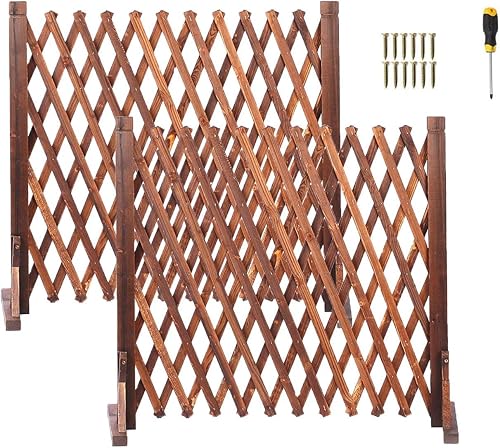 uyoyous 2 Stück Verstellbar Rankgitter Holzzaun Ausziehbar Hunde Zaun bis 160cm Zusammenfaltbar Variabel Ausziehbares Treppenschutzgitter, Scherenzaun Kletterhilfe, Freistehend Garten Balkon Terrasse - Cheap-Us