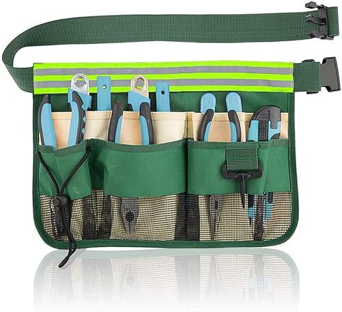 Rayong Werkzeuggürtel, Gürteltasche für Gartenutensilien, Gartengerätegürtel, Gartenwerkzeuggürtel mit 7 Fächern für Gartenarbeit (grün) - Cheap-Us