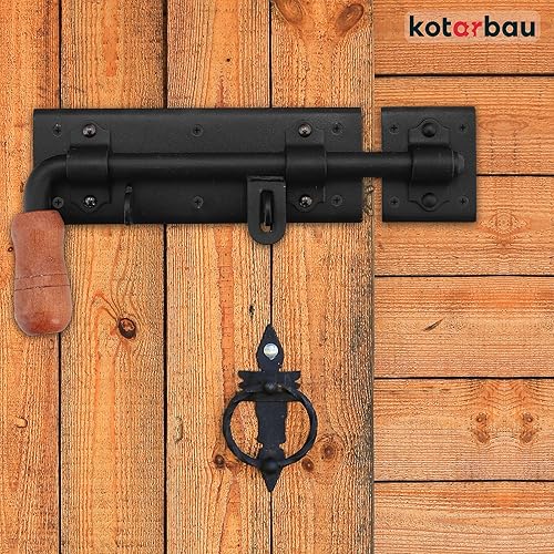 KOTARBAU® Torriegel 280 mm Links Türriegel Bolzenriegel Schubriegel Pulverbeschichtet Riegelverschluss Torverschluss Schwarz Top-Qualität Schlossriegel - Cheap-Us