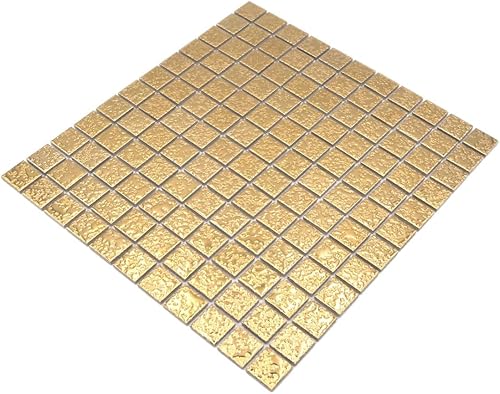 Mosaik Fliese Keramik gold gehämmert für WAND KÜCHE FLIESENSPIEGEL THEKENVERKLEIDUNG Mosaikmatte Mosaikplatte - Cheap-Us