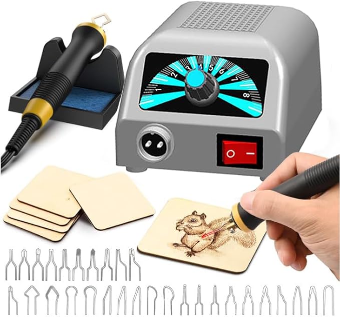 Brandmalstation,30 Arten Brandmalerei Set Digitalanzeige Pyrographie-Lötstation,Brandmalerei Holz 25W mit 30tlg Lötspitzen,Einstellbare Temperatur 200℃ - 800 ℃ Holzbrennstation,Holz Leder und Kork DIY - Cheap-Us