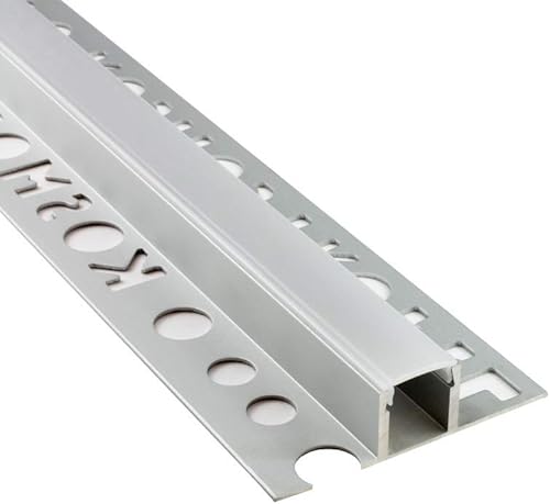 LED Aluprofil T77 Bordüre 12mm silber Fliesenprofil + Abdeckung Fliesen für LED-Streifen-Strip 2m klar - Cheap-Us
