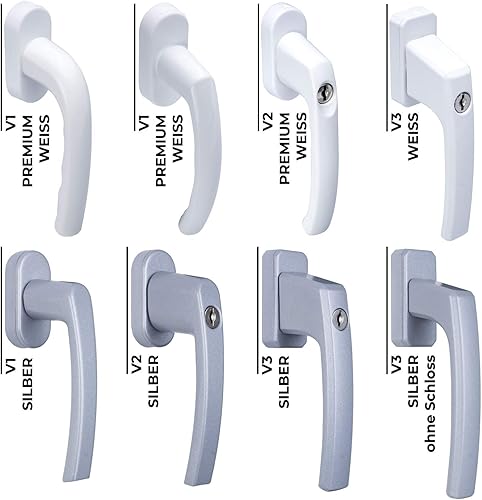 STAHLIA® Fenstergriffe Aluminium | 10er SET Griffe | ohne Schloss |Fenster Balkontür Terrasse| weiss | V1 PREMIUM - Cheap-Us