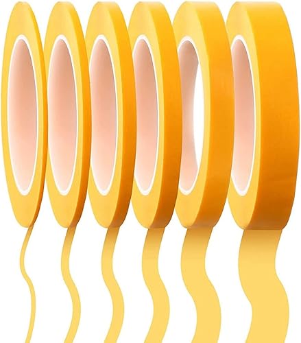 Xusywdm 6 Rollen Tape 1/16,7/10,1/8,1/4,1/2,3/4 X 55 Meter, Fineline Klebeband, Maler Automobil Klebeband - Cheap-Us