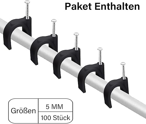 400 Stück Kabelnagelclips Schwarz, 4 Größen (4mm 6mm 8mm 10mm) Langlebige Rundnägel Kabelklemmen, Kabelsäuberungsclips Stifte Kabelnägel für Ethernet, elektrische Kabel, Steckdosenleiste Wandmontage - Cheap-Us