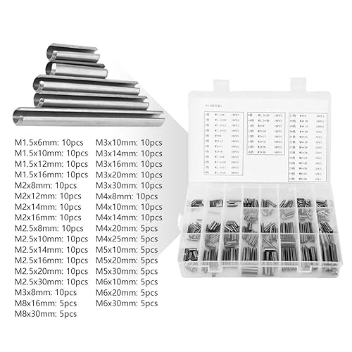 Hohl Spannstifte Sortiment，Jectse 280Pcs Edelstahl Hohlsplinte Hohlstifte Sortiment Spannhülsen Spannstifte Sortiment，M1.5 M2 M2.5 M3 M4 M5 M6 M8 - Cheap-Us