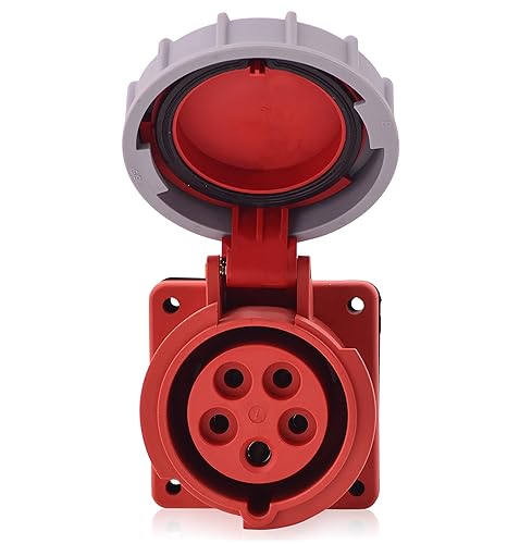 CEE-Starkstrom-Einbausteckdose Drehstromsteckdose Gerade 63A 400V 6h IP67 5-polig (3P+N+E) - Cheap-Us