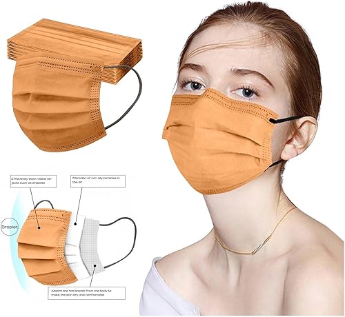YpingLonk 50 Stück Mundschutz Erwachsene Einweg 3-lagig Einfarbig Bunt Atmungsaktiv Antibeschlag Koptuch Multifunktionstuch Mund und Nasenschutz - Cheap-Us