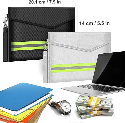 ImnBest 4 Stück Feuerfeste Tasche,Feuerfeste Geldtasche (20 x 14 cm) Feuerfeste Tasche für Dokument Passport Bankkarte Wertsachen,Geldtasche feuerfest wasserdicht,Feuerfeste Brieftasche. - Cheap-Us
