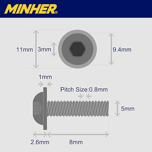 (10 Sätze) M8 x 50mm Innensechskantschrauben mit Flansch und Muttern Set 304 Edelstahl Linsenkopf Schrauben - Cheap-Us