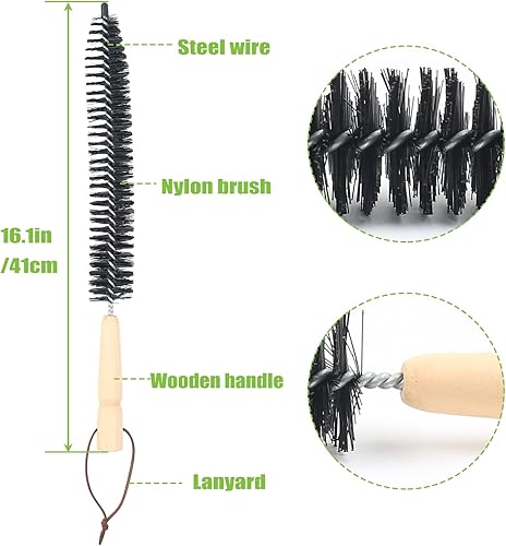 MaxEarn 24 Stk Kaminbürste Stange Set mit 18 Flexible Stangen 410 mm+ 2 Bürstenköpfen 6 zoll + 1 Lange Holzbürste + Zubehör, Schornstein Reinigungsbürsten Kit für Kamin/Abwasserrohr/Trockner Vent - Cheap-Us