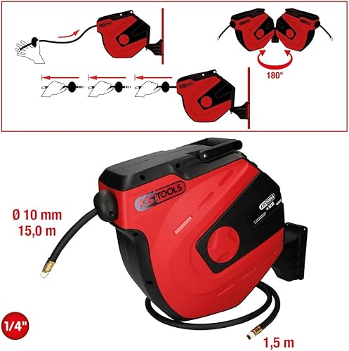 KS Tools 515.3440 Automatischer Druckluftschlauch-Aufroller, Ø 10mm x 15m - Cheap-Us