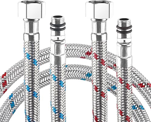 2er Set Anschlussschlauch Armatur G3/8 x M10,Wasserhahn Schlauch Verlängerung Flexschlauch Verlängerung Edelstahl Panzerschlauch Wasserhahn Anschlussschlauch 3/8 Zoll für Mischbatterie - Cheap-Us