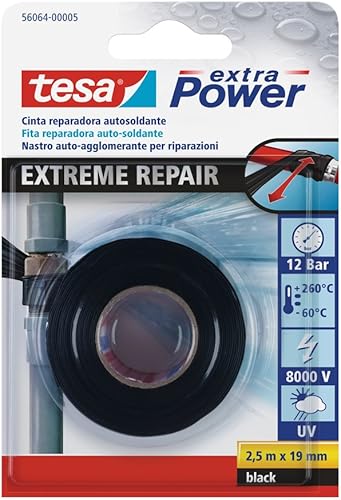 tesa 56064-00005-00 Extreme Repair Tape Reparaturband, 2,5 m x 19 mm, Schwarz - Cheap-Us