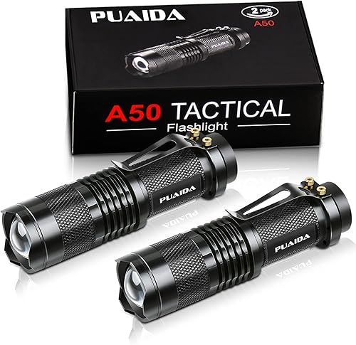 PUAIDA Mini LED Taschenlampe Kinder, Superhelle Zoombar Taschenlampe Batteriebetrieben mit 3 Modi, Wasserdichte LED Handlampe für Kinder, EDC, Geschenk, Angeln, Wandern und Camping (2 Stück) - Cheap-Us