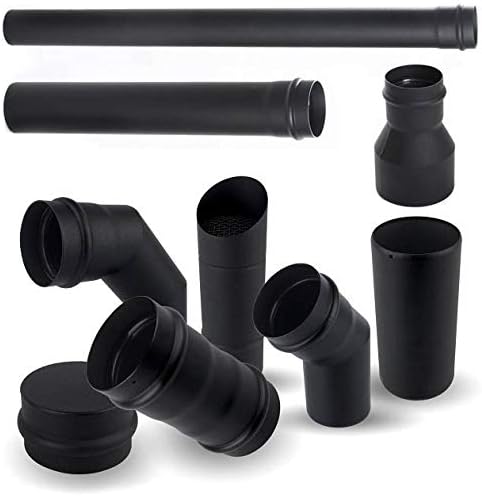 Pelletrohr DN 80mm Pellet Ofenrohr Rauchrohr Pellet Bogen 90°Wandfutter T-Stück Rosette Senotherm Lack Kamin Zubehör mit Dichtung wählbar (Rohr 1000mm) - Cheap-Us