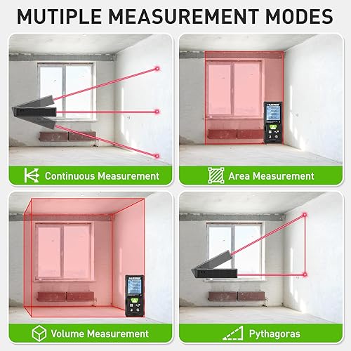 Laser Entfernungsmesser, Huepar 50M/100M/120M Laser Messgerät Entfernungsmesser mit Laser, hintergrundbeleuchtetem LCD, Messung von Entfernung, Fläche und Volumen und pythagoreischem Modus(ft/m/in) - Cheap-Us