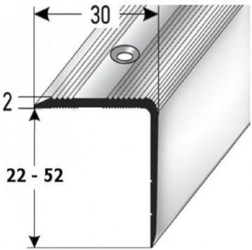 PROVISTON | Treppenkante | Aluminium | Silber | Breite 30 mm | Höhe 52 mm | Länge 1000 mm | Gebohrt | Treppenkantenprofil | Treppenwinkel | Winkelprofil | Kombiwinkel | 1 Stück - Cheap-Us