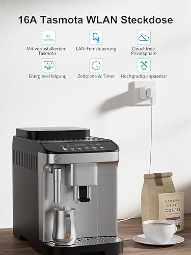 Tasmota Steckdose mit Stromzähler, EIGHTREE Alexa WLAN Smart Steckdose, Smart Home, ESP8685 mit Home Assistant, MQTT, Domoticz, OpenHAB, ioBroker, 16A, nur 2,4GHz-WLAN, 4pcs - Cheap-Us