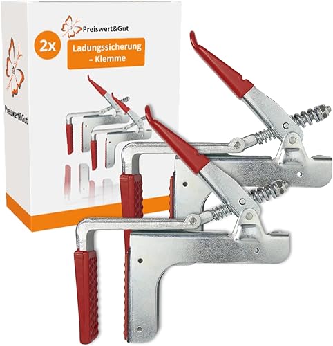 2x Ladungssicherung – Klemme für LKW und Anhänger | Effektive Transportsicherung mit Tragkraft 400 daN Klemmbalken und Kantenschutzwinkel Klemmbereich 22 bis 36 mm - Cheap-Us