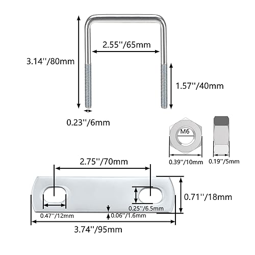 Bebochoi 4 Stück U-Schrauben M8 70x100mm U Bolzen Vierkant U-Bolzen Edelstahl Bügelbolzen Mit Muttern und Rahmenplatte U-Bügel Für Abschleppen Von Autos Und Schiffen Reparatur Von Pipelines - Cheap-Us