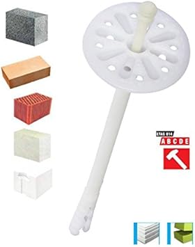 Befestigungsmaterial WKRET-MET 100 Stück Dübel Ø 8 mm Dämmstoffdübel Tellerdübel Schlagdübel Kunststoffnagel glasfaserverstärkt LTX Ø 8 x 115 mm - Cheap-Us