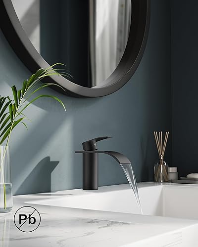 FORIOUS Wasserhahn Bad, Edelstahl Wasserfall Waschbeckenarmatur mit Auslaufhöhe 80MM, Einhebel-Mischbatterie für Kaltes und Warmes Wasser im Badezimmer, Wassersparend, Energiesparend - Cheap-Us
