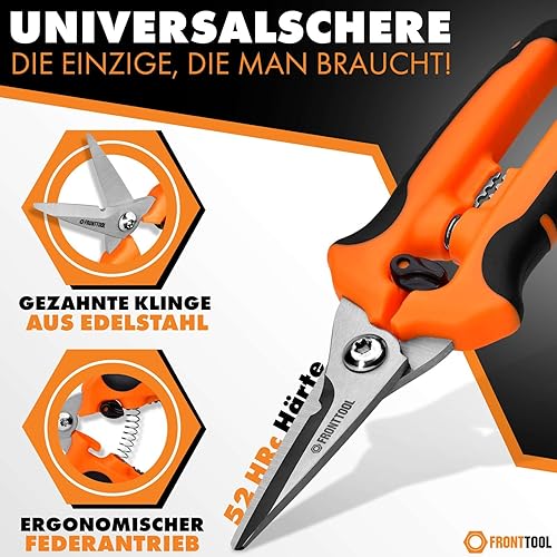 FRONTTOOL Universalschere Allzweckschere Multifunktionsschere - Titanbeschichtete Edelstahlklingen, langlebige Stabilität, dauerhaft scharfe Schneidflächen - Cheap-Us