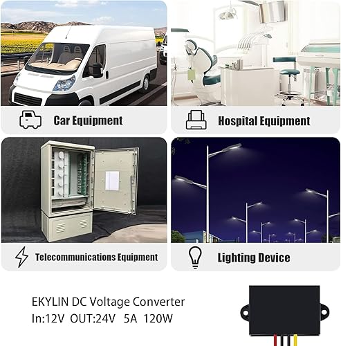 DC 12V auf 24V Spannungswandler 5A 120W Auto Netzteil Wandler Konverter Transformator Trafo Adapter DC 9-20V Breit Eingang für Auto Motor LKW PKW Kfz Boot… - Cheap-Us