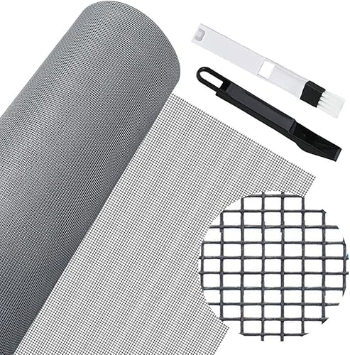 FIGFYOU Fliegengitter Meterware 120*250cm Fliegennetz Fiberglas Fliegengitter Fenster Insektenschutz Fliegenschutzgitter Gewebe Schneidbar Ersatznetz mit Fensterputzbürste für Fenster Dachfenster Tür - Cheap-Us