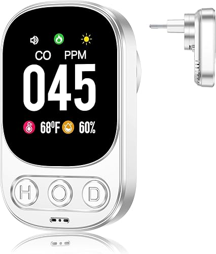 CO-Melder, 3-in-1 Kohlenmonoxid-Melder mit Temperatur- und Feuchtigkeitssensor, CO Melder für Zuhause, Wohnmobil, Wohnung, Keller, Werkstatt und mehr, EN 50291 Zertifiziert YOJOCK (Weiß) - Cheap-Us