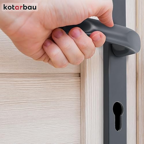 KOTARBAU® Drücker-Knauf Satz 90 mm Profilzylinder Türdrücker Aluminium Drückergarnitur Türgriff Türklinke Türbeschlag Langschildgarnitur Anthrazit Innentür Außentür Feuerschutztüren Handgriff - Cheap-Us
