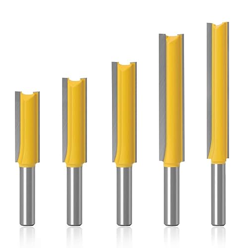 ASNOMY 5 Stück 8 mm Schaft Gerades Fräser Schneidmesser, Fräser Nutfräser Holzfräser Bündigfräser, für Holz, extra Langer Schnittlänge -30mm,40mm, 50mm,63mm, 76mm - Cheap-Us