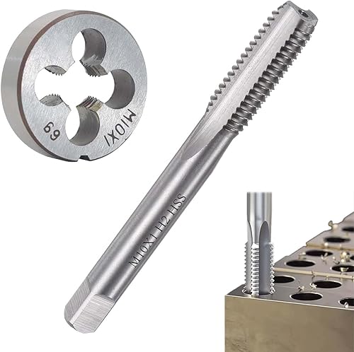 FZYCOM M10 X 1 Gewindebohrer und Schneideisen Gewindeschneid Set, H2 HSS Gewindebohrer und Schneideisen, Matrizengewindebohrer für alle Arten von Metallwerkstücken mit HRC Weniger Als 30 Grad - Cheap-Us