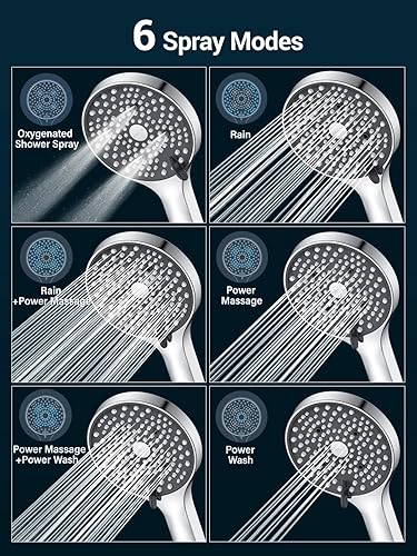 YEAUPE Duschkopf mit Schlauch 1,6m, 6 Strahlarten Duschbrause, Hochdruck Dusche Sparduschkopf, Wassersparend Handbrause, Brausekopf mit Antikalk-Funktion, Chrom - Cheap-Us