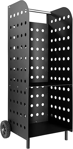 tectake® Holz Regal extrabreit mit Rollen, für aussen und innen, Kaminholzregal, Brennholzregal aus Metall, wetterfest, mobiles Holzlager, Transportwagen für Feuerholz, Kaminzubehör - schwarz - Cheap-Us