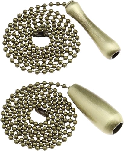 VGOL 2 Stücke Vintage Perlenkugel Zugkette Metall Lampe Zugschnur Glühbirne Schalter Kettenverlängerung für Deckenventilator Deckenlampen - Cheap-Us