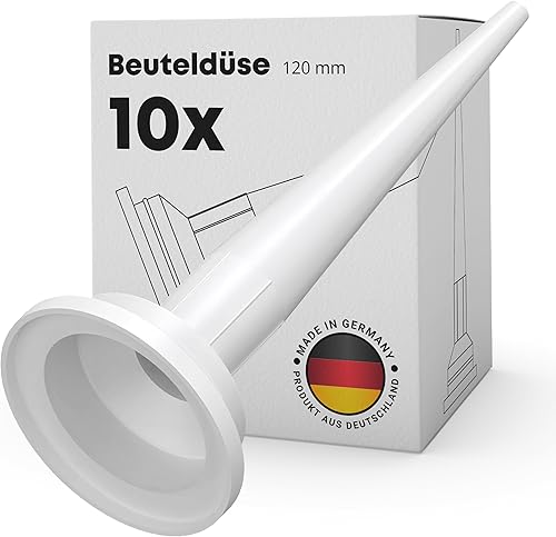 10x Aufsatz Silikonspritze - Beuteldüse Standard 120 mm – Spitze für Kartuschenpresse - Kartuschenspitzen für Silikonkartuschen - Dichtungsdüse für Auspresspistole - Dichtungsdüse Silikon - Cheap-Us