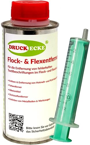 Druckecke Flexentferner Flockentferner Entferner Cleaner 200ml Flex Flock Lösungsmittel + Spritze und Kanüle Industrieprodukt (Grundpreis 139,75 € / 1 L - Produkt ohne Spritze berechnet) - Cheap-Us